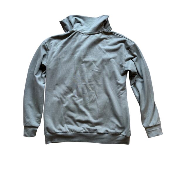 Olive Green Zip Neck Pullover Sweatshirt Women's Size Medium - Picture 3 of 4